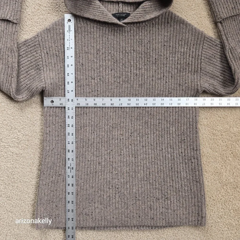 NWOT Ann Taylor Flecked Cashmere Ribbed Hoodie Thick - Picture 2 of 14